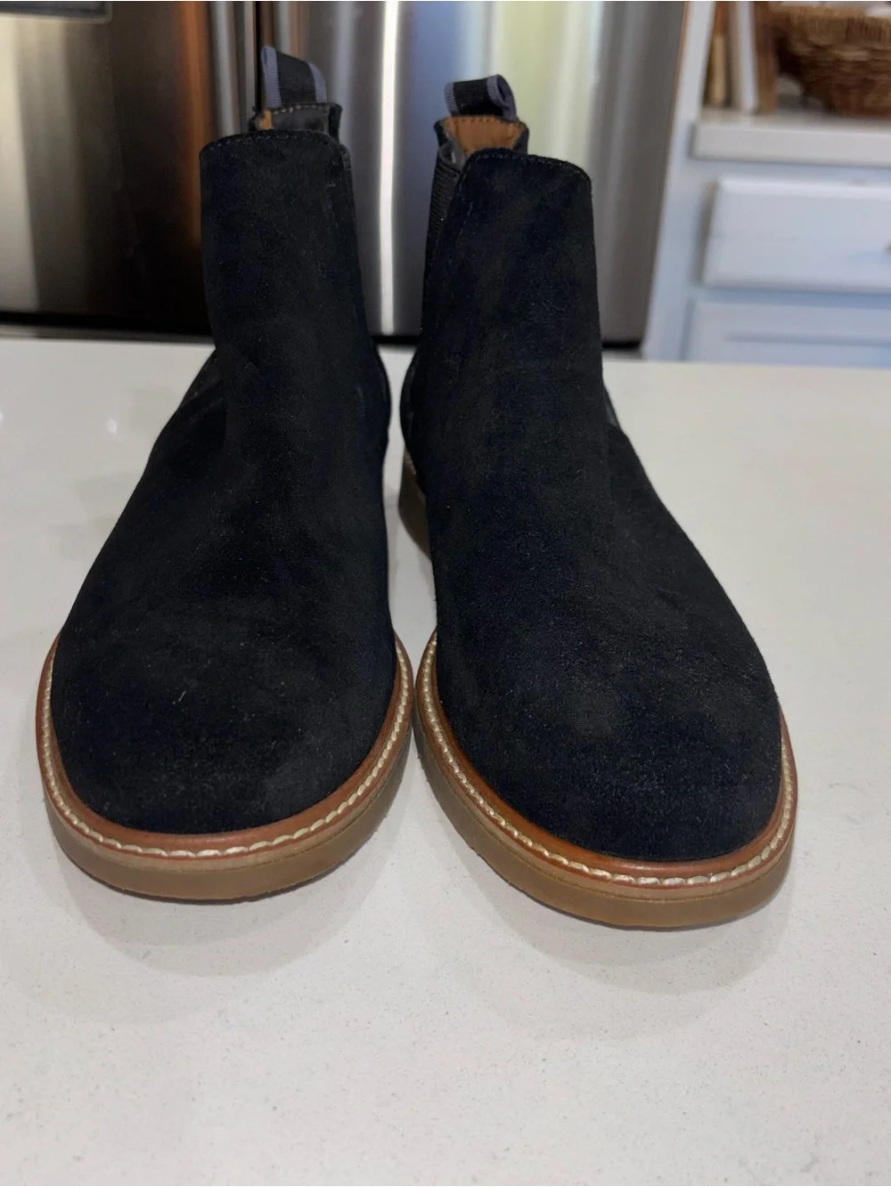 Steve Madden Men's Black Leather Chelsea Ankle Boots Pull Tab US 8M EU41